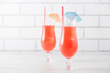 Fresh home made Singapore Sling cocktails