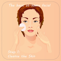 Beauty facial procedure vector illustration. Face care.