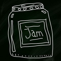 Doodle sketch of a jar on a blackboard background