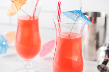 Fresh home made Singapore Sling cocktails