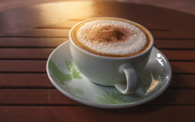 Hot coffee on the table