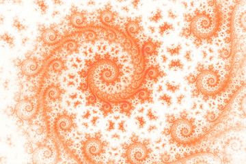 Abstract fantasy spiral ornament on white background. Computer-generated fractal in orange color.