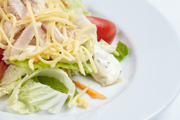 salad with ham