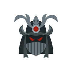 Japanese samurai mask icon in flat style on a white background vector illustration
