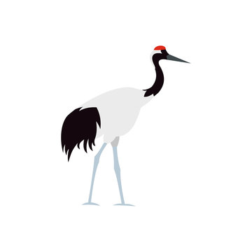 Japanese crane icon in flat style on a white background vector illustration