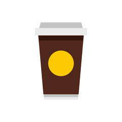 Paper cup of coffee icon in flat style on a white background vector illustration