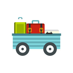 Freight trolley with loaded baggage icon in flat style on a white background vector illustration