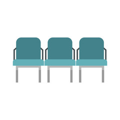 Blue airport seats icon in flat style on a white background vector illustration