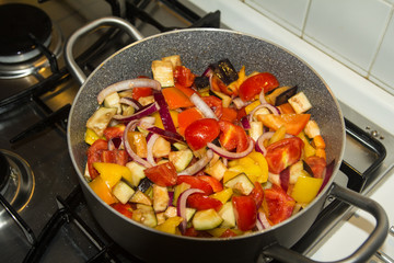 riot mixed vegetables in ratatouille pot