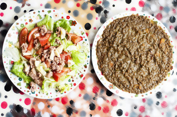 lentil and salad