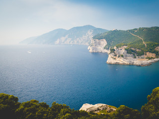 Fototapeta na wymiar Isola del Tino,Golfp dei Poeti,La Spezia, vista dal faro