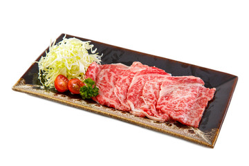 Raw beef sliced