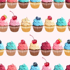 Seamless cupcakes and polka dot