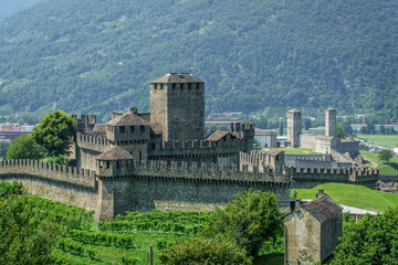 Fototapeta na wymiar View of medieval castle in Bellinzona Switzerland