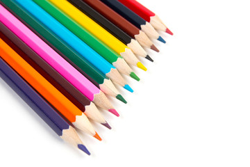 colored pencils on white background