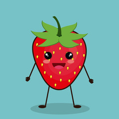 Strawberry fruit cartoon icon. Organic and healthy food theme. Colorful design. Vector illustration