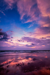 Naklejka na ściany i meble Sunset on Baga beach. Goa
