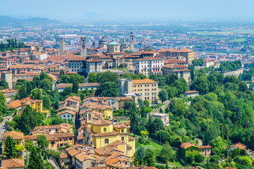 Fototapeta na wymiar Panoramic view of the high town in Bergamo Italy