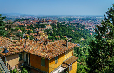 Panoramic view of the high town in Bergamo Italy
