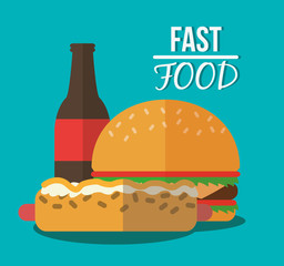 Hot dog hamburger and soda icon. fast food menu american and restaurant theme. Colorful design. Vector illustration