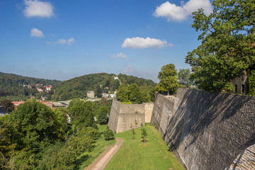Fototapeta na wymiar Fortified wall of the Sparrenburg castle in Bielefeld