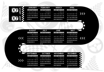 New Year  2017 Horizontal race calendar