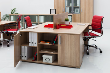 red armchair in office