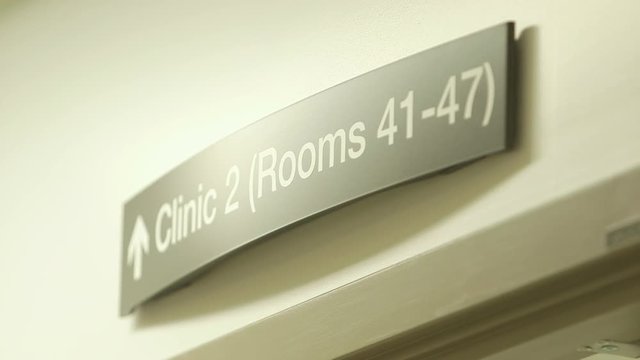 Anonymous clinical setting sign. 
(Filmed in ProRes with high dynamic range for flexibility for image grading)
