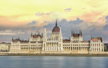 Budapest. Parliament at sunset, Hungary.