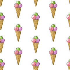 Colorful seamless pattern with ice cream.