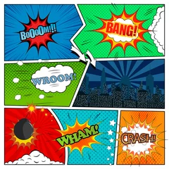 Printed kitchen splashbacks Set of comic book design elements
