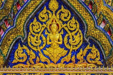 Beautiful of thai art architecture of the Emerald Buddha temple(Wat phra kaew) and Royal Grand Palace ,Bangkok,Thailand.