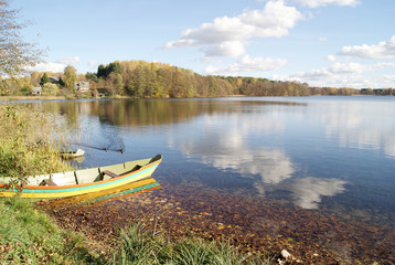 lake landscape with boat