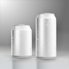 Photorealistic beer can mockup with water drops