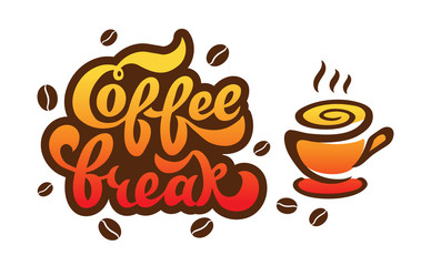 Coffee break - handwritten lettering for restaurant, cafe menu, shop.