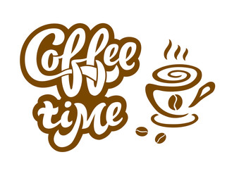 Coffee time - handwritten lettering for restaurant, cafe menu, shop.