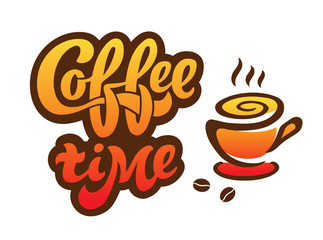 Coffee time - handwritten lettering for restaurant, cafe menu, shop.