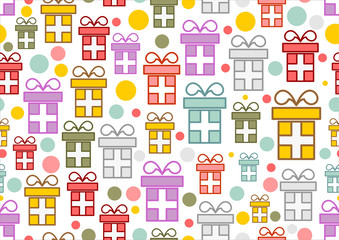 Colorful Vector seamless gift pattern. gift boxes