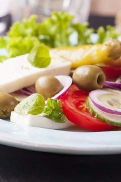 fresh greek salad with olives