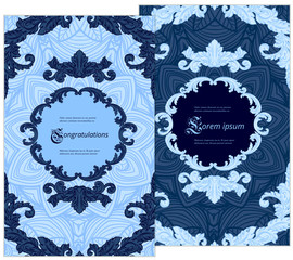 Set of flyer pages ornamental illustration stylized gold concept. Luxury art traditional, Islam, arabic, indian, ottoman motifs, elements. Vector decorative retro greeting card or invitation design.