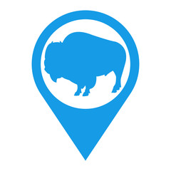 Icono plano localizacion bisonte azul