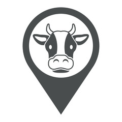 Icono plano localizacion cabeza de vaca gris