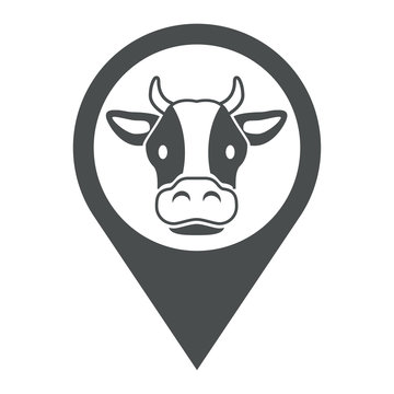 Icono plano localizacion cabeza de vaca gris