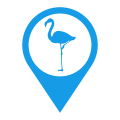 Icono plano localizacion flamenco azul