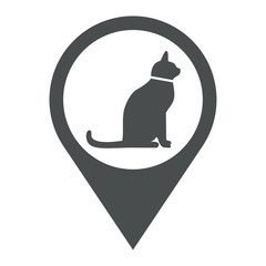 Icono plano localizacion gato gris