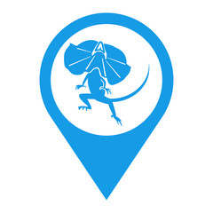 Icono plano localizacion lagarto azul