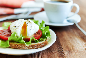 poached egg and coffee