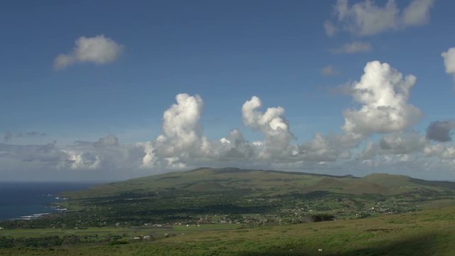 Rapa Nui, Easter Island landscape time lapse with clouds passing by
