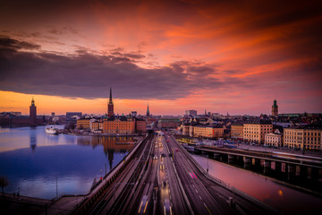 Sunset over Stockholm, Sweden - 121278349