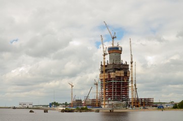 Fototapeta premium Construction of tall buildings.